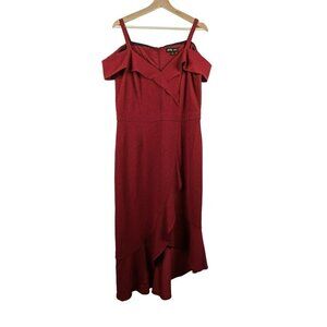 Shelby Nites Red Metallic Holiday Dress Plus Size 14
